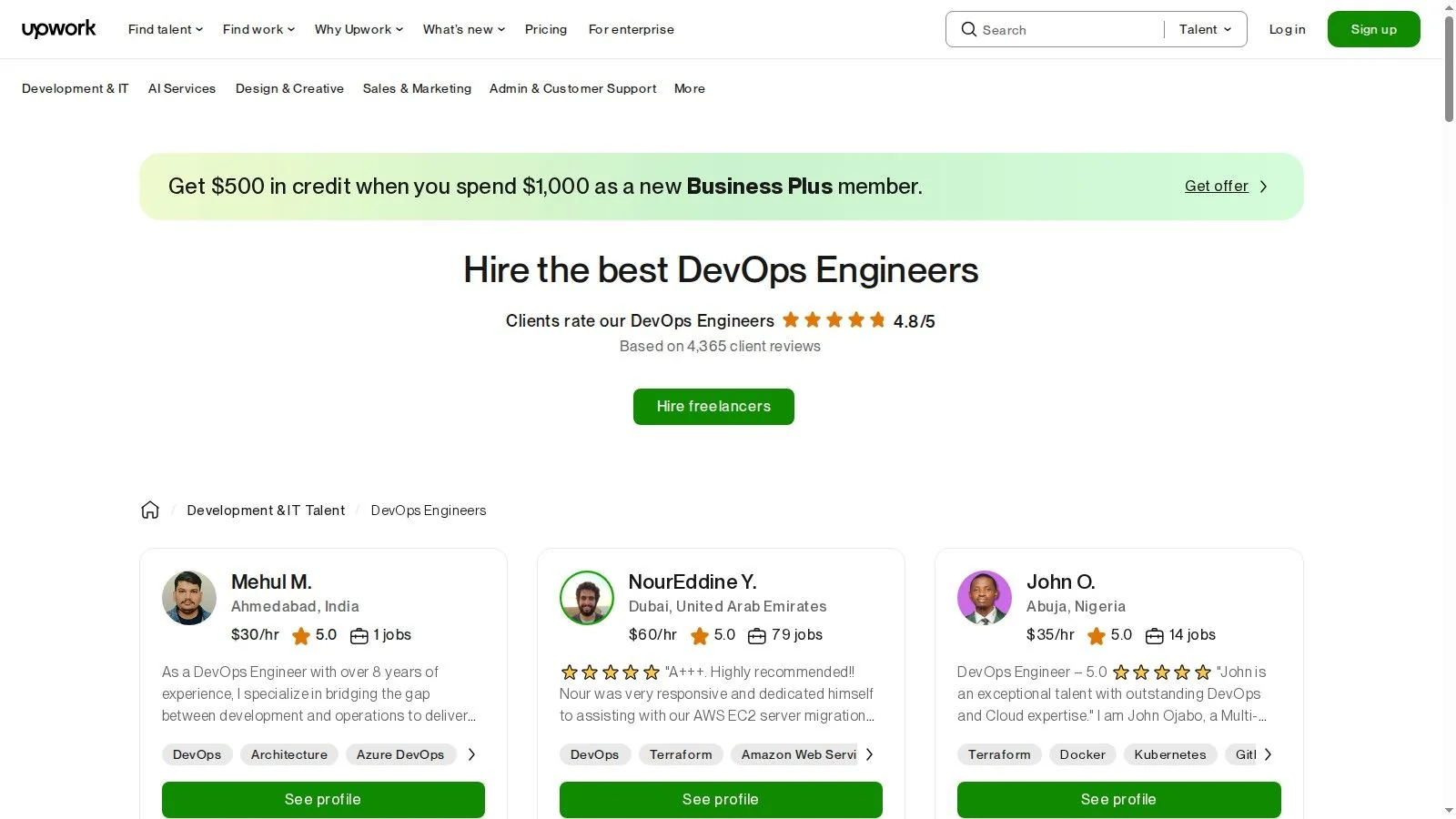 Upwork (DevOps Engineers and Consultants)